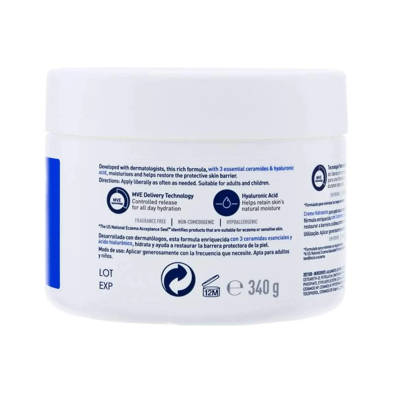 Cerave Crema Hidratante Piel Seca 340 G 2 Cerave Crema Hidratante Piel Seca 340 G - Imagen 2