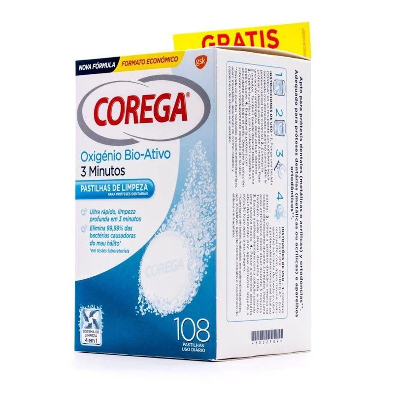 Corega Oxigeno Bio-Activo Limpieza Protesis Dental 108 Tabletas 2 Corega Oxigeno Bio-Activo Limpieza Protesis Dental 108 Tabletas - Imagen 2