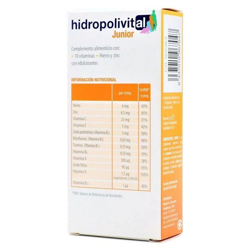 Menarini Hidropolivital Junior 40 Comprimidos Masticables 2 Menarini Hidropolivital Junior 40 Comprimidos Masticables - Imagen 2