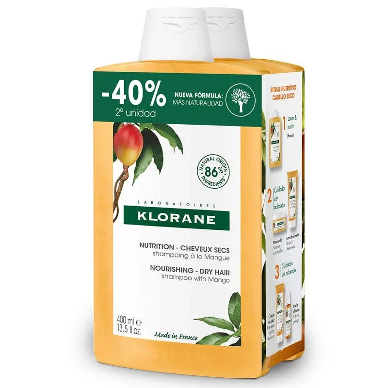 Klorane Champu Mango 2X400Ml 1 Klorane Champu Mango 2X400Ml
